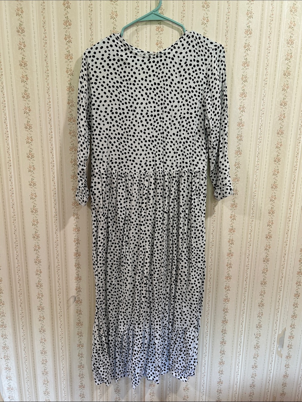Time and Tru White and Black Polka Dot Midi Dress